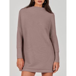 FOXA Women Oversized <b>Turtleneck</b> <b>Sweater</b> Dress Long Sleeve Loose Knit Casual Autumn Outfit Full Sleeve Anti Pilling - Product Image 2
