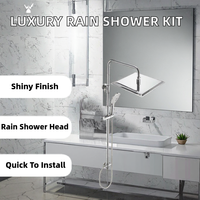 Kit de douche de luxe en acier inoxydable avec finition chromée, pomme de douche à jet unique, design plaqué, installation facile