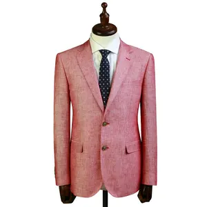 Yeni tasarım pembe kumaş blazer mens erkekler için uyarlanmış iki düğme flap cep özel moda takım elbise