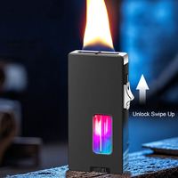 Briquet hybride gaz-électrique de luxe à sept trous, à allumage par secousse, amélioré, pour cadeaux promotionnels