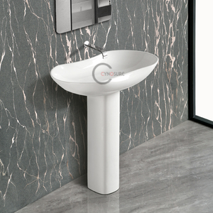 Lavabo de Pedestal Moderno de Cerámica, Cuadrado y Compacto, Diseño Clásico Hecho a Mano para Proyectos de Villas - Product Image 6