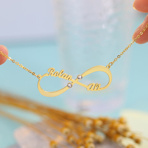 Coppie personalizzate personalizzate invia fidanzata e fidanzato intagliato infinito zircone nome ciondolo collane personalizzate a due nomi - Product Image 4