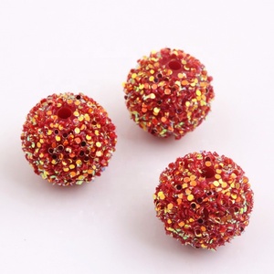 Yeni pullu Glitter parlak boncuk tıknaz kolye takı yapmak için reçine Rhinestone topu boncuk - Product Image 3