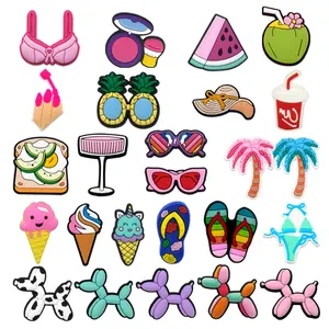 New Arrival Wholesale Beach Series Sandal Accessories Summer Travel Vocation Clog Decoration Ice Cream Shoe Charms