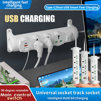 Multiprise murale rotative avec prises universelles EU, UK, US et charge rapide Type-C PD, fixation murale