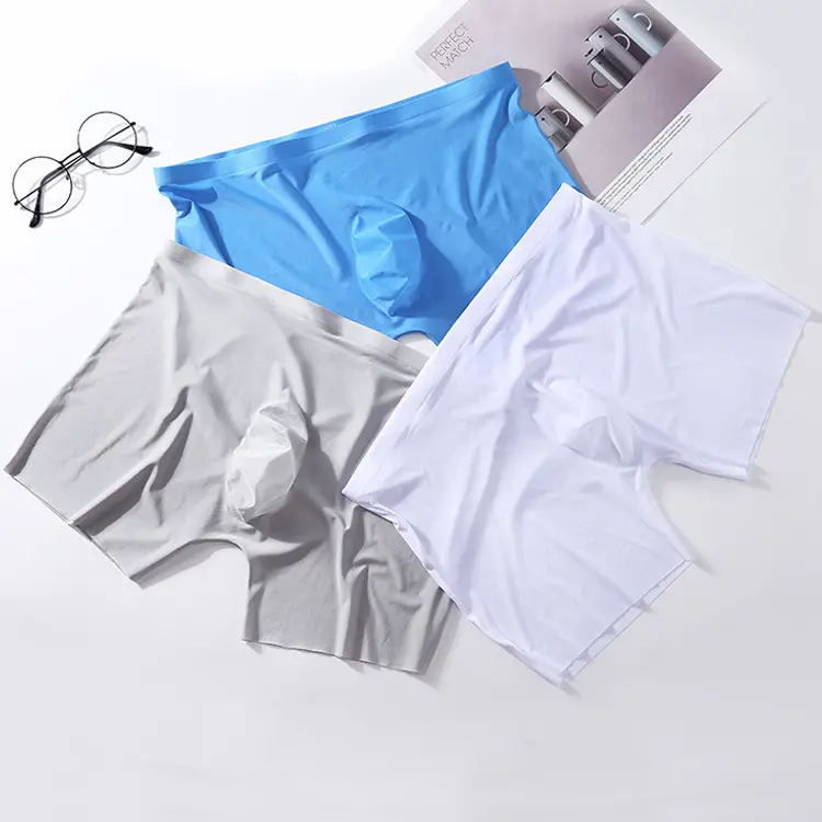 الجليد الحرير 3d مثلي الجنس الرجال الملابس الداخلية تنفس سراويل داخلية للرجال الرجال رقيقة وخفيفة الوزن الصيف سراويل داخلية للرجال