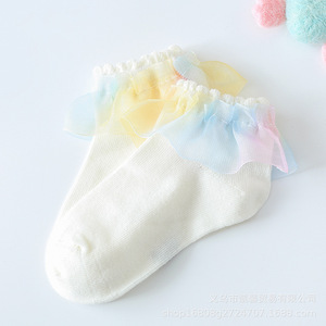 Princesa bebé tobillo calzado para niñas lindos calcetines <span class=keywords><strong>de</strong></span> baile esponjosos para niños con encaje con volantes novedad acogedora transpirable Calcetines antideslizantes - Product Image 6
