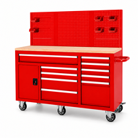 Armoire à outils mobile robuste en acier avec panneau perforé et plateau en bois pour garage et atelier de réparation automobile - Offre Spéciale