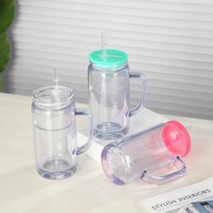 Vasos de Plástico con Doble Pared y Diseño de Bola de Nieve para Niños, 20 oz, con Asa y Tapón con Orificio Preperforado - Product Image 2