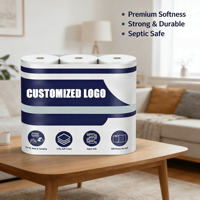 Rouleaux de papier toilette personnalisés en gros avec logo, 4 plis, écologiques, solubles dans l'eau, super doux, blancs, pour la maison