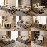 Housse de canapé universelle quatre saisons, entièrement couvrante, géométrique, en chenille lavable, 100% polyester, moderne, antidérapante, personnalisable, pour hôtel et maison