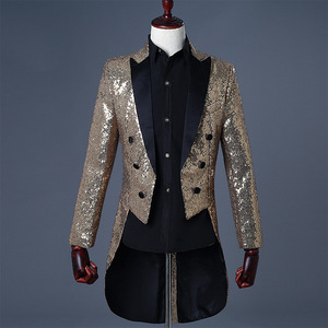 Blazer de Esmoquin Rojo Brillante con Lentejuelas y Purpurina para Hombre, Ideal para Halloween, TV, Discoteca, DJ, Fiesta, Boda, Traje de Cola de Caballo para Cantante de Escenario - Product Image 5