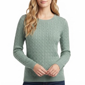 Damen Zopfmuster Pullover Weicher Leichter Rundhals Langarm Lässiger Strickpullover Herbst Winter Oberteil Großhandel - Product Image 1