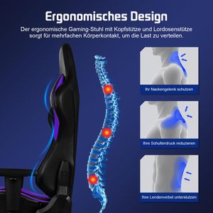 Chaise de bureau et de gaming ergonomique Zero Gravity avec massage, design racing, hauteur réglable et roulettes fluides - Product Image 4