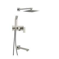 Ensemble de douche thermostatique mural en laiton à trois fonctions, moderne, 8 pouces, avec pommeau de douche pluie rectangulaire, vente en gros