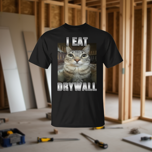 T-shirt I Eat Drywall Cat unisex per adulti, girocollo, manica corta, stampa digitale, regalo promozionale - Product Image 3