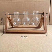 Vase en verre hydroponique rustique avec cadre en bois, personnalisable