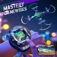 Mini Dron de Control Remoto con Reloj Inteligente DWI, Juguete de Dron con Control Manual y Luces LED para Niños