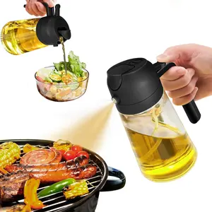 2-in-1-Olivenöl-Dispenserflasche 470 ml Premium-Glas Öl-Sprühflasche für Küche
