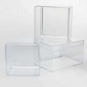 Custom Logo Square Clear Containers Mousse Cup Kitchen Storage Box Plastic
