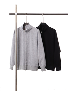 Fabricantes de ropa personalizados 350g Color sólido cuello levantado cárdigan abierto otoño moda Simple ocio <span class=keywords><strong>doble</strong></span> cremallera Sudadera con capucha - Product Image 6