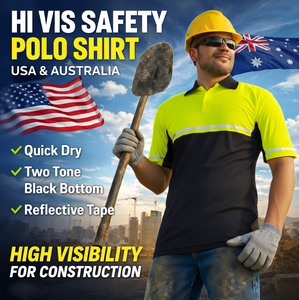 Polo <span class=keywords><strong>di</strong></span> Sicurezza Personalizzata ad Alta Visibilità con Nastro Riflettente, Asciugatura Rapida, Bicolore con Fondo Nero, Abbigliamento da <span class=keywords><strong>Lavoro</strong></span> ad Alta Visibilità per Edilizia - Product Image 2