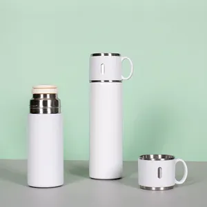 कस्टम लोगो 500 मिलीलीटर इंसुलेटेड पानी की बोतल स्टेनलेस स्टील कप ढक्कन के साथ दोहरी दीवार वैक्यूम फ्लास्क