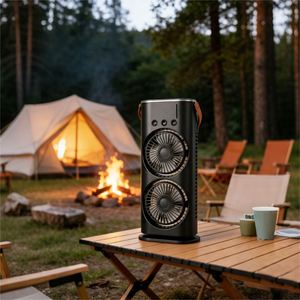 Ventilateur oscillant de bureau 2026 avec brumisateur, rechargeable par USB, double tête, avec réservoir d'eau, pour l'extérieur - Product Image 5
