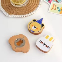 Nouveau dessin animé Animal en bois Sublimation magnétique Logo personnalisé rond bois décapsuleur bois personnalisé cuisine Bar réfrigérateur aimant