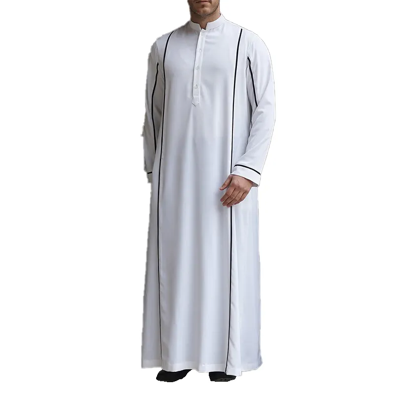 Großhandel Herren nahtlose Seide Thobe Abaya handgezeichnet gedruckt traditionelle saudisch-arabische Mode muslimisches kleid