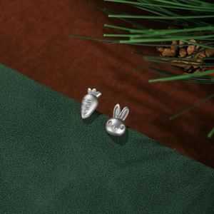 Dylam Stylish <b>Fine</b> Jewelry Hypoallergenic Women S925 Silver Rhodium 18K Gold Chinese Zodiac Rabbit Carrot <b>Stud</b> <b>Earring</b> - Product Image 5