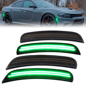 Nuevo espejo indicador lateral trasero delantero luces LED de posición lateral para Dodge Charger SRT 15-23 intermitente con Color verde - Product Image 5