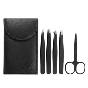 Verwijdering Pincet Roestvrij Staal Wimper Clip Professionele Lash Pincet Set Wenkbrauw Tip Make-Up Tools 5 Stuks