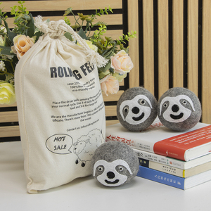Boules <span class=keywords><strong>de</strong></span> séchage en <span class=keywords><strong>laine</strong></span> faites à la main, nouveauté, avec motifs paresseux, <span class=keywords><strong>pingouin</strong></span>, panda, cœur, adoucissantes écologiques réutilisables pour la maison et la vente au détail - Product Image 2