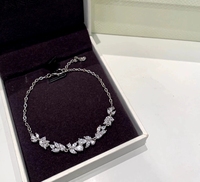 Kalung dan gelang bunga Wisteria berlian imitasi potongan Princess, perak S925 L316, mewah, elegan, rantai halus untuk wanita.