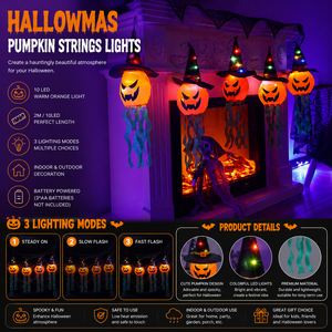 Décorations d'Halloween en gros : Lumières LED en forme de chapeau de sorcière fantôme à suspendre pour la décoration extérieure de jardin - Product Image 1