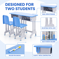 Ensemble table et chaise d'étude réglables pour deux élèves, bureaux et chaises d'école, mobilier scolaire pour salle de classe