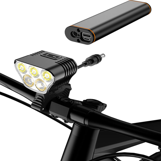 Super Bright 5000 Lumen LED Bike Light Remote Control IPX5 Waterproof 7.2V 20,000mAh Rechargeable Battery for Bike Light