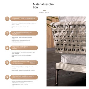 Ensemble de canapés de <span class=keywords><strong>jardin</strong></span> en rotin Shunhuang au design nordique moderne avec coussins pour villa, cour, gîte, <span class=keywords><strong>jardin</strong></span>, <span class=keywords><strong>salon</strong></span>, bureau - Product Image 3