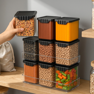 9PCS PET Airtight Leak-Proof Dishwasher Safe Eco-Friendly BPA Free Food Storage <b>Container</b> Set with Lids - Product Image 3