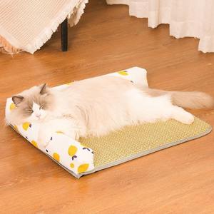 防水速乾滑り止めペットマット無地柄ペット猫犬用洗える枕型冷却マット - Product Image 1