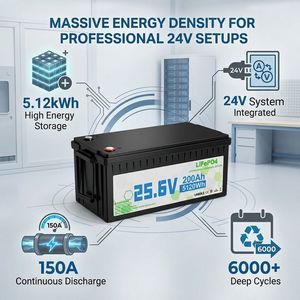 Batterie LiFePO4 25,6V 200Ah 5120Wh la plus vendue pour le stockage d'énergie photovoltaïque domestique en Afrique, 6000+ cycles profonds, BMS intelligent - Product Image 3