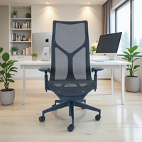 Chaise de bureau ergonomique moderne Cosm à dossier haut en maille, avec soutien lombaire réglable, accoudoirs réglables et base en nylon pour la maison, le bureau et le gaming