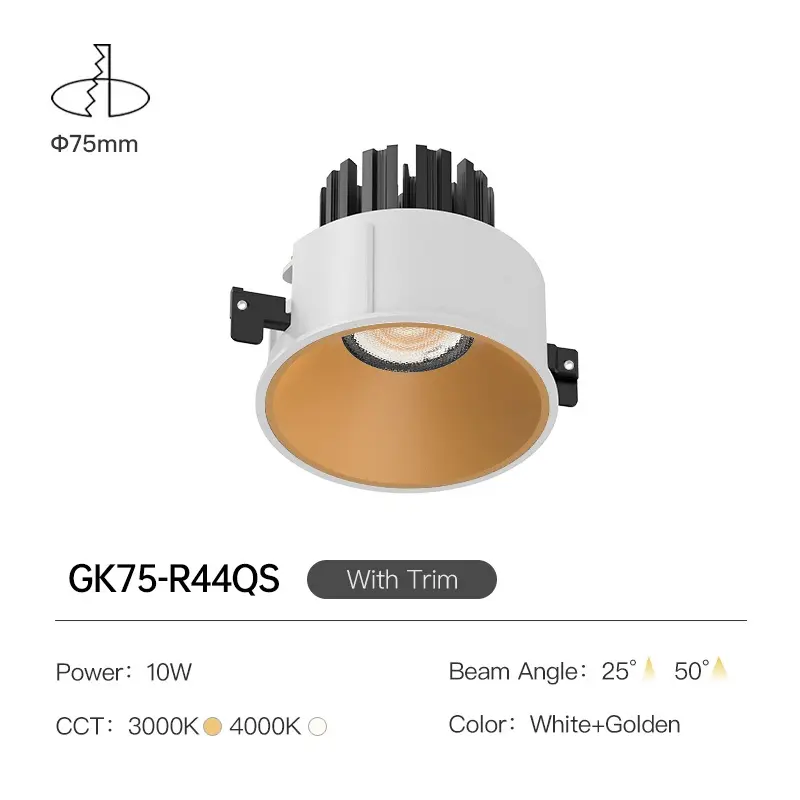 XRZLux調光可能IP44天井スポットライト10WLed埋め込み式COBダウンライト屋内商用ライト調光アンチグレアスポットライト