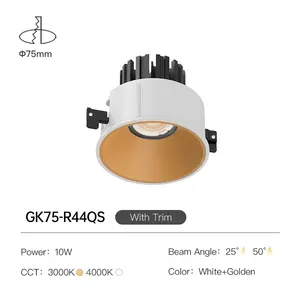 XRZLux Dimmable IP44 Ceiling Spotlight 10W Led Recessed COB Downlight Indoor Commerical Light Dimming Anti Glare Spotlight