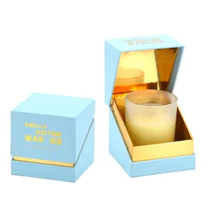 Ali Select Luxus zurück Benutzer definierte Goldfolie Logo Quadrat Starre Soja Wachs Kerzen gläser Geschenk verpackung Karton Versand karton