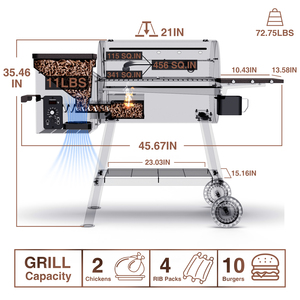 专业木质颗粒吸烟者温控火锅拉出收集器烤架，便于清洁 - Product Image 2