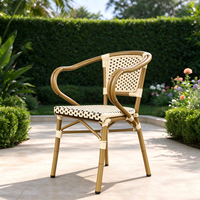 Chaise de bistrot empilable en aluminium et rotin de style moderne pour jardin, café et terrasse