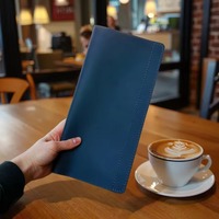 Protège-menu A5 en cuir véritable pour café-bar, gaufré, pour restaurant, avec espace pour les commandes, cadeaux promotionnels modernes et de bienvenue