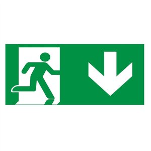 Luminaria per Segnaletica di Uscita di Emergenza Beghelli 44 M con Freccia Verso il Basso Verde Rettangolare - Product Image 1